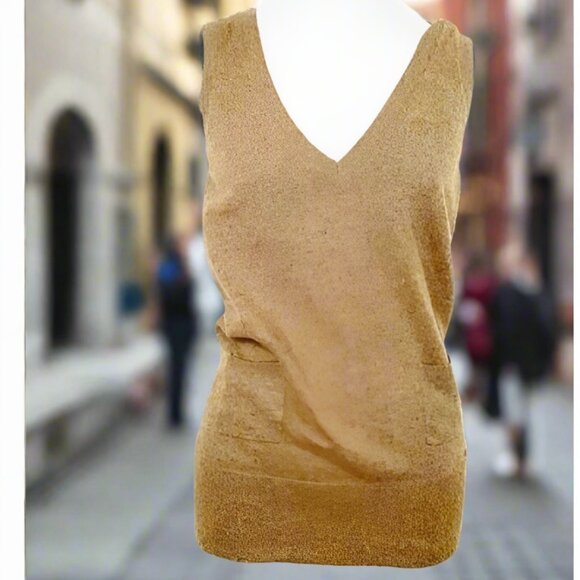 BCBGMAXAZRIA Brown Sleeveless Angora Wool Blend V-Neck Sweater Tunic Top Y2K Sty - Picture 2 of 10